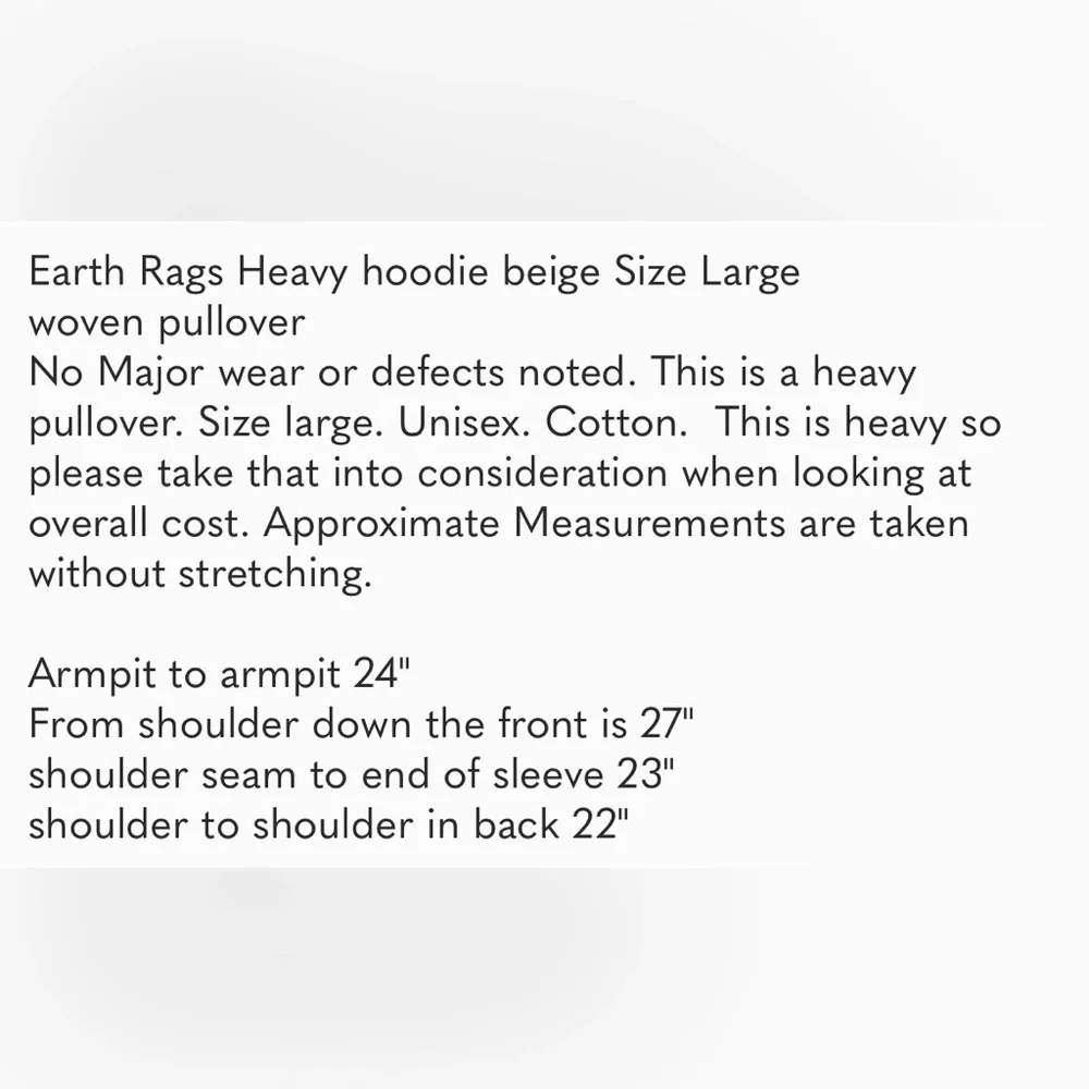 Earth Ragz Heavy hoodie beige Size Large woven pullover - Picture 7 of 7